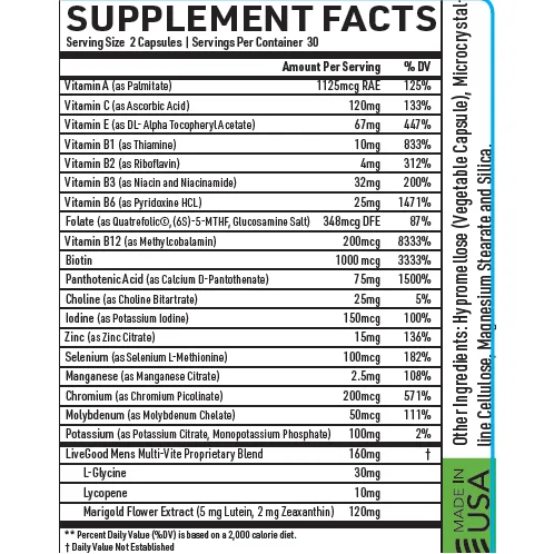 LiveGood Bio Active Complete Multivitamin For Men
