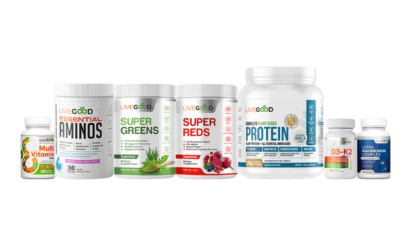 Imagine waking up every day with renewed energy, enhanced mental clarity, and a healthier body. With the LiveGood Ultimate Wellness Bundle, you can maximize the benefits of each product by following these simple guidelines: Complete Plant-Based Protein: Refuel after workouts and curb mid-afternoon hunger pangs. Essential Aminos: Boost your workout performance and replace unhealthy sugary drinks. BioActive Complete Multi-vitamin: Maintain overall health with essential vitamins and minerals. Vitamin D3/K2: Strengthen bones, support immunity, and enhance cardiovascular health. Ultra Magnesium Complex: Reduce stress and improve sleep quality. Super Greens: Detoxify and alkalize your body while boosting nutrient intake. Super Reds: Increase energy and endurance levels during workouts and daily activities. Organic Coffee: Kickstart your day with a burst of energy, focus, and motivation. The LiveGood Ultimate Wellness Bundle is your key to unlocking a healthier, happier, and more vibrant life. (Action): Don't miss out on this incredible opportunity to invest in your health and well-being. Become a LiveGood member for just $9.00 a month and enjoy wholesale pricing on all of our products. Say goodbye to fatigue, sluggishness, and poor health by taking action now! Click the link below to order your LiveGood Ultimate Wellness Bundle and embark on your journey to a healthier, more radiant you. LiveGood Ultimate Wellness Bundle