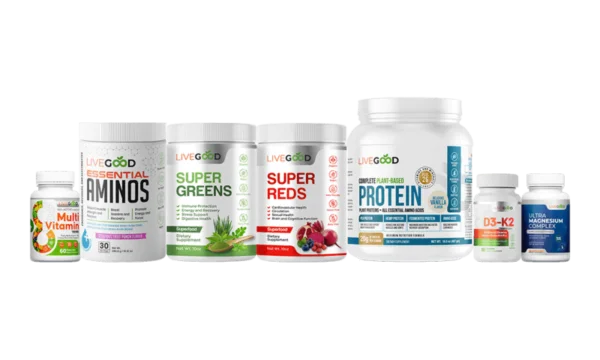 Imagine waking up every day with renewed energy, enhanced mental clarity, and a healthier body. With the LiveGood Ultimate Wellness Bundle, you can maximize the benefits of each product by following these simple guidelines: Complete Plant-Based Protein: Refuel after workouts and curb mid-afternoon hunger pangs. Essential Aminos: Boost your workout performance and replace unhealthy sugary drinks. BioActive Complete Multi-vitamin: Maintain overall health with essential vitamins and minerals. Vitamin D3/K2: Strengthen bones, support immunity, and enhance cardiovascular health. Ultra Magnesium Complex: Reduce stress and improve sleep quality. Super Greens: Detoxify and alkalize your body while boosting nutrient intake. Super Reds: Increase energy and endurance levels during workouts and daily activities. Organic Coffee: Kickstart your day with a burst of energy, focus, and motivation. The LiveGood Ultimate Wellness Bundle is your key to unlocking a healthier, happier, and more vibrant life. (Action): Don't miss out on this incredible opportunity to invest in your health and well-being. Become a LiveGood member for just $9.00 a month and enjoy wholesale pricing on all of our products. Say goodbye to fatigue, sluggishness, and poor health by taking action now! Click the link below to order your LiveGood Ultimate Wellness Bundle and embark on your journey to a healthier, more radiant you. LiveGood Ultimate Wellness Bundle
