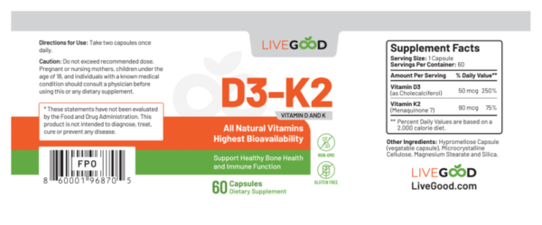 LiveGood Vitamin D3-k2