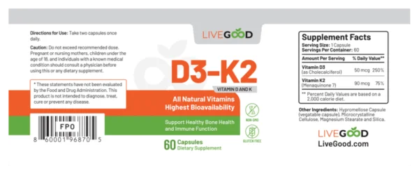 LiveGood Vitamin D3-k2