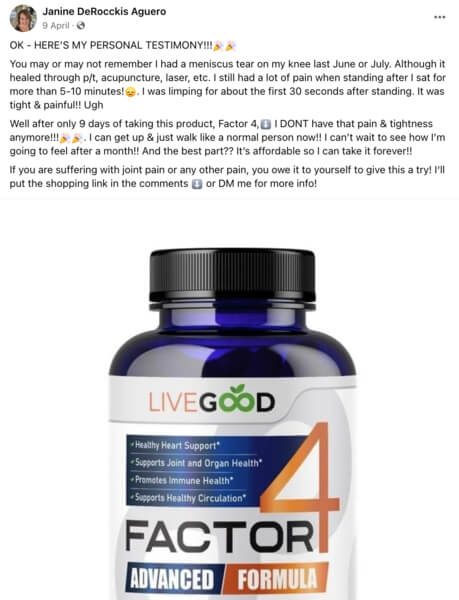 LiveGood Factor 4: Ultimate Inflammation Defense 8 LiveGood Factor 4 Testimonials