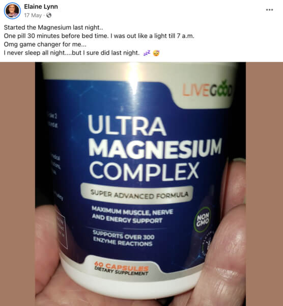 LiveGood Ultra Magnesium Complex Testimonials Facebook Group