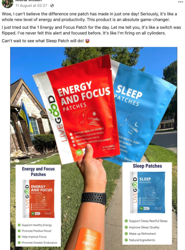 LiveGood Testimonial Facebook group