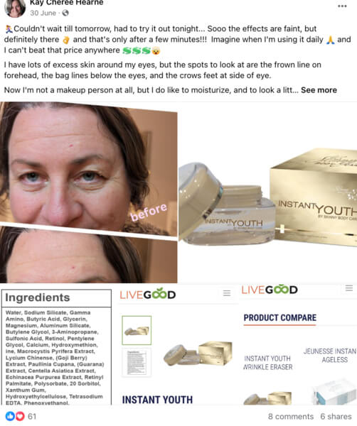 LIVEGOOD Member Testimonials FaceBook Group
