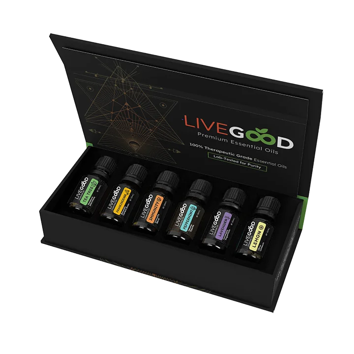 LiveGood Essential Oils complete pack (set of 6) in black box