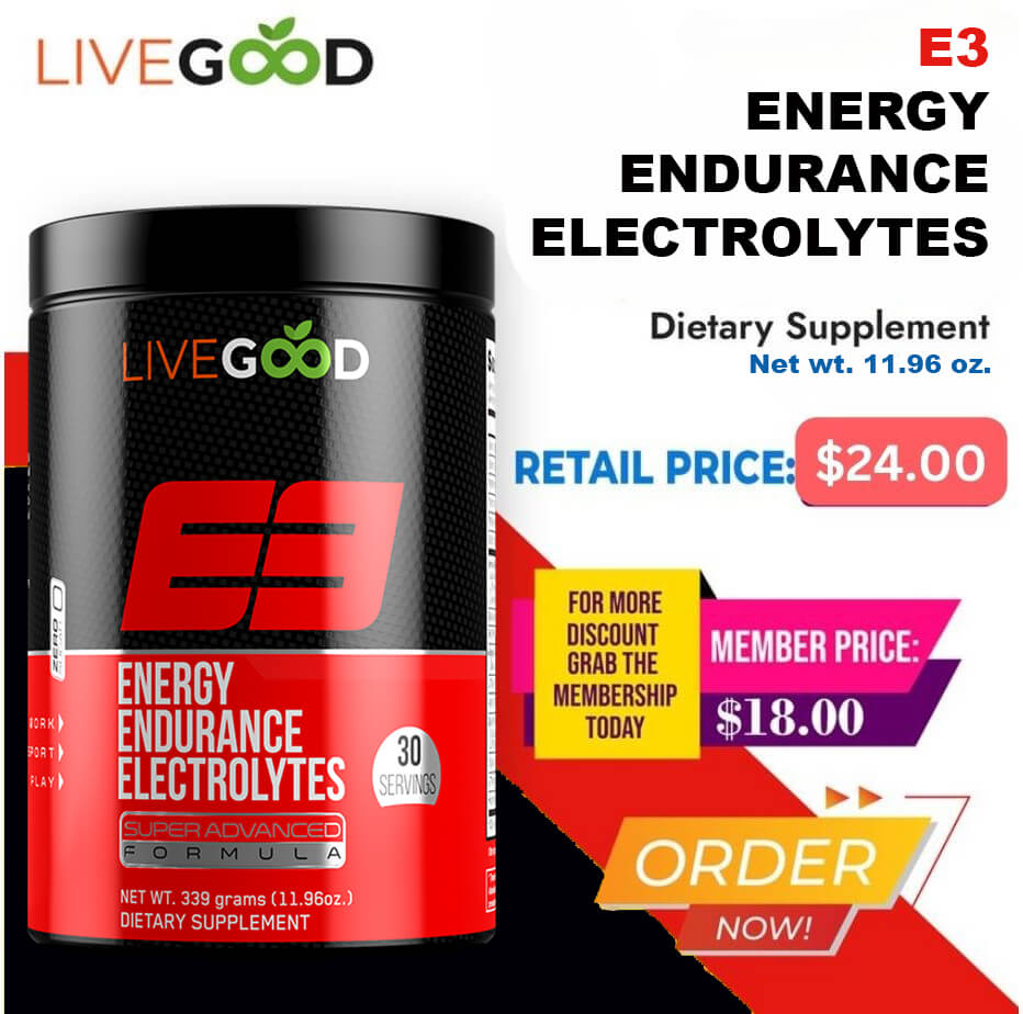 LiveGood E3 Energy Endurance Electrolytes tub