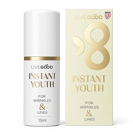LIVEGOOD Instant Youth, Wrinkle Reducer – Rapid Action Eye Cream for Fine Lines, Puffiness & Under-Eye Bags, Lightweight Anti-Aging Formula, Smoother Appearance, 15ml Bottle