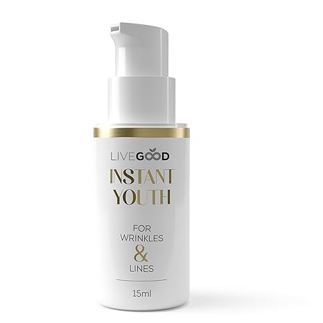 LIVEGOOD Instant Youth, Wrinkle Reducer – Rapid Action Eye Cream for Fine Lines, Puffiness & Under-Eye Bags, Lightweight Anti-Aging Formula, Smoother Appearance, 15ml Bottle