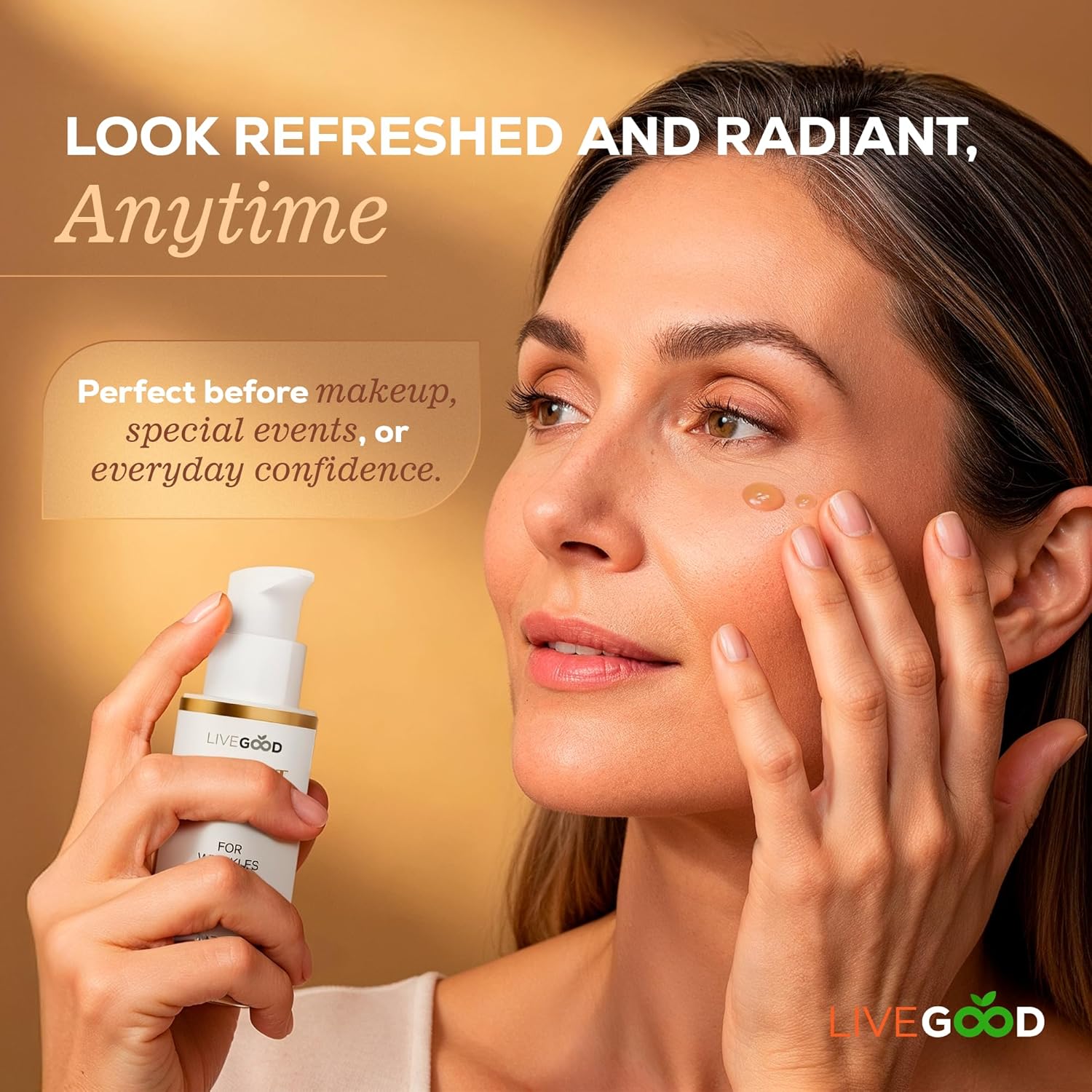 LIVEGOOD Instant Youth, Wrinkle Reducer – Rapid Action Eye Cream for Fine Lines, Puffiness & Under-Eye Bags, Lightweight Anti-Aging Formula, Smoother Appearance, 15ml Bottle