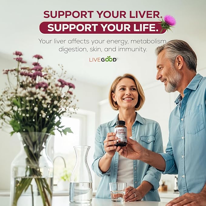 LIVEGOOD Liver Support Supplement for Liver Cleanse Detox, Milk Thistle and Dandelion Root, with Turmeric and Alpha Lipoic Acid for Overall Health
