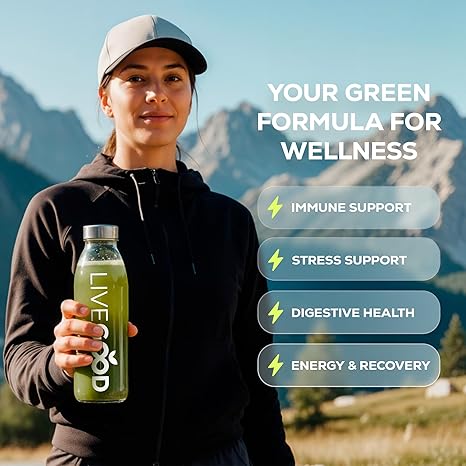 LiveGood Super Greens Powder Organic Superfood with Wheat Grass Powder, Daily Superfood Powder for Immune Support, Energy and Detox, Green Juice Powder Supplement