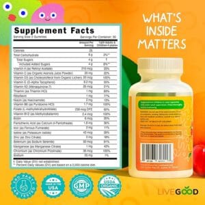 Organic Childrens Multivitamin Gummies, Chewable Daily Supplement with Vitamin C & Zinc for Kids, Citrus Flavor, 60 Gummies