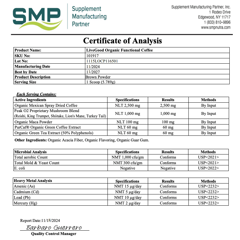 LiveGood Supplements-Example-How to Use a COA the Right Way