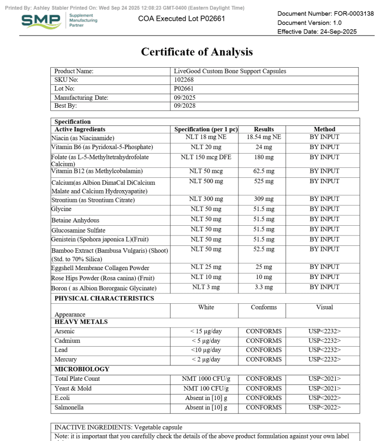 LiveGood Supplements-Example-How to Use a COA the Right Way