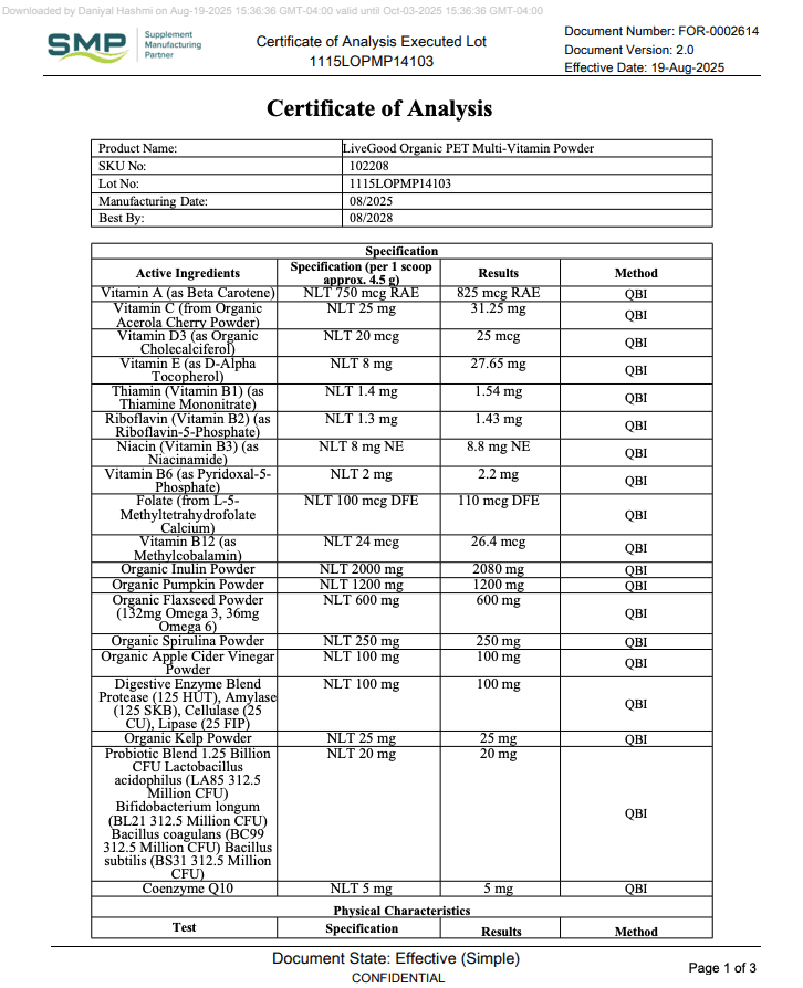 LiveGood Supplements-Example-How to Use a COA the Right Way