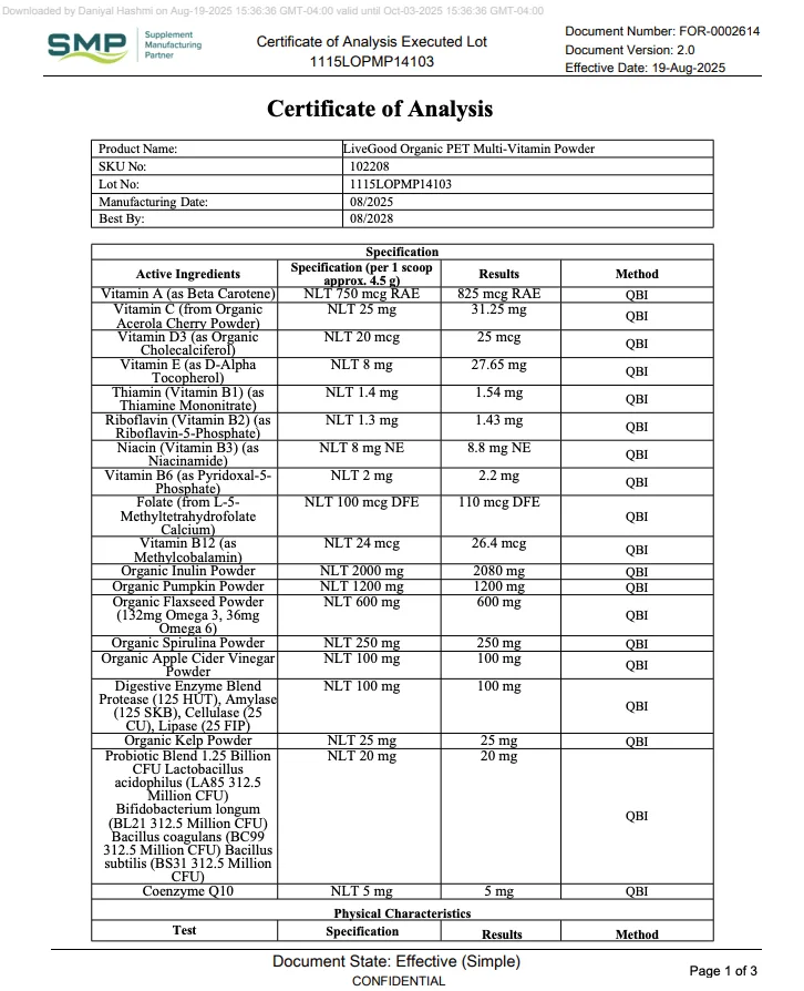 LiveGood Supplements-Example-How to Use a COA the Right Way