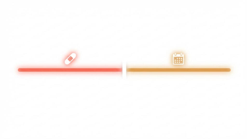 Simple visual comparison of short-term vs long-term inflammation concept