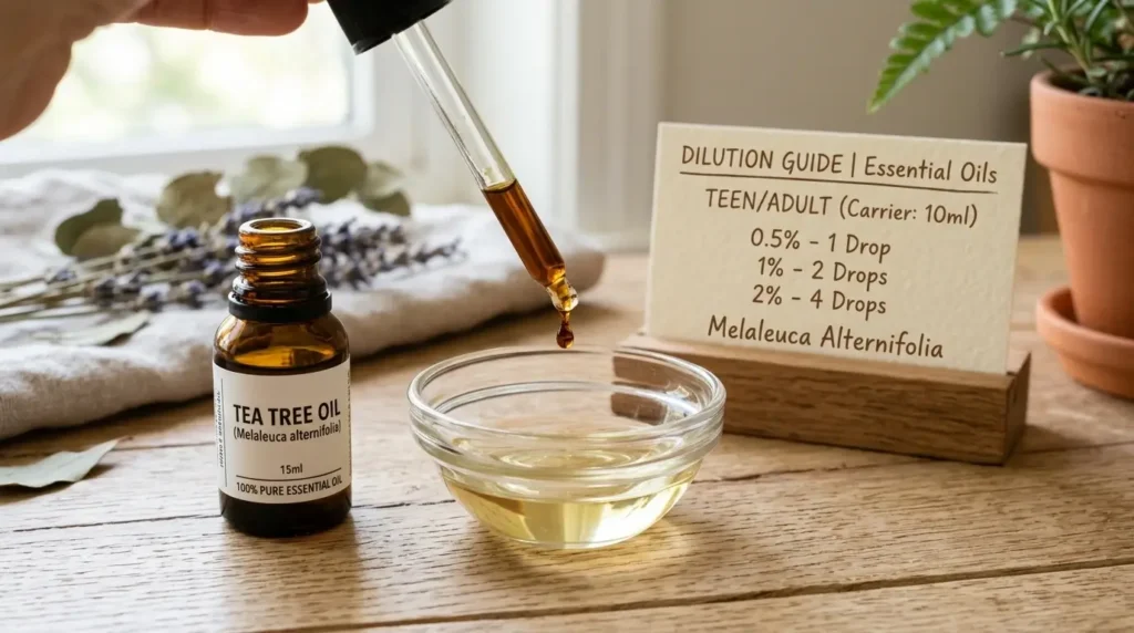 How to Dilute Tea Tree Oil Safely (Chart + Drops Guide)