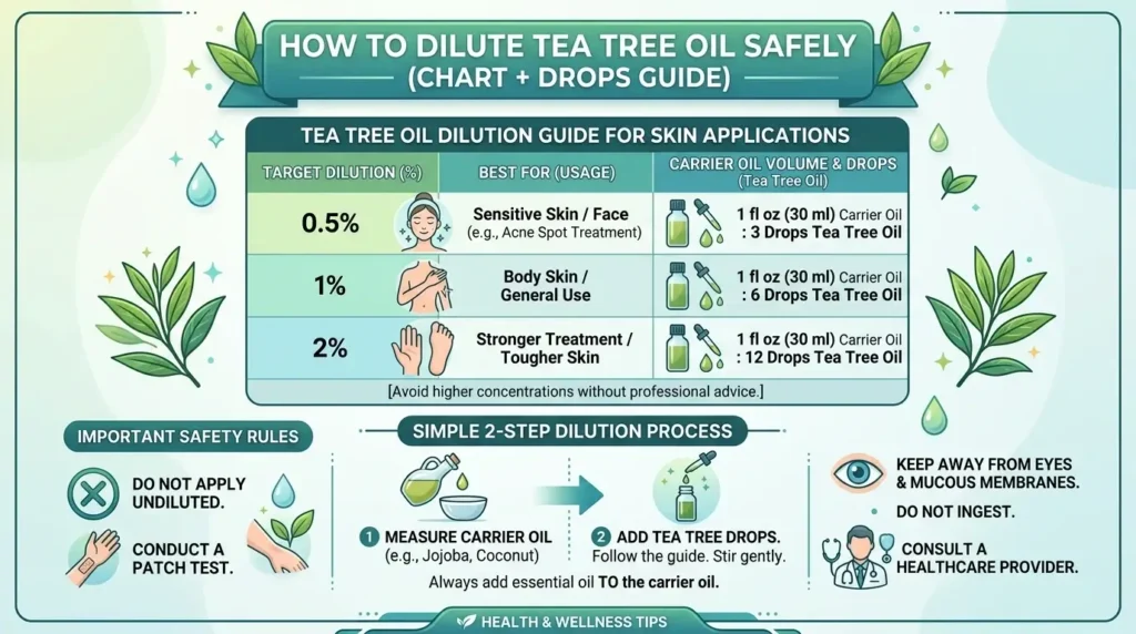 How to Dilute Tea Tree Oil Safely (Chart + Drops Guide)
