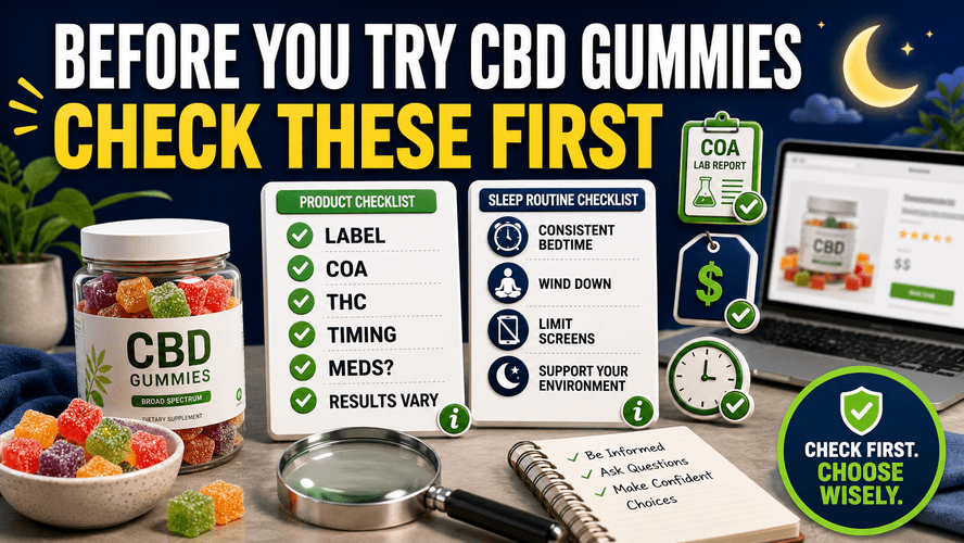 CBD gummies safe buying checklist with label COA THC timing and results vary