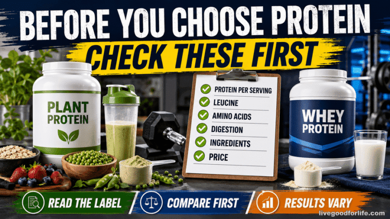 Protein powder buying checklist comparing plant-based protein and whey