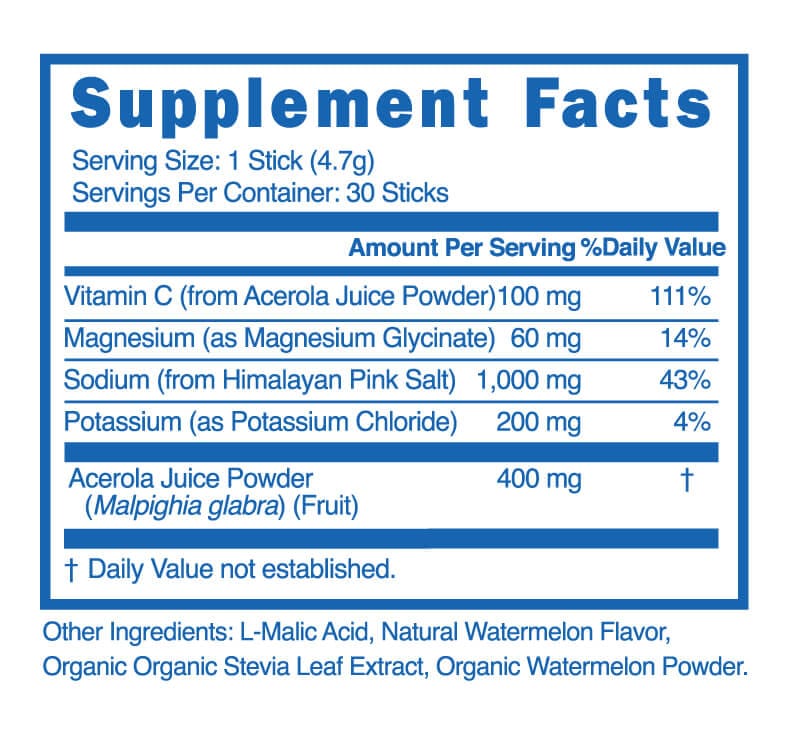 LiveGood Hydration Amplifier Watermelon Supplement Facts label