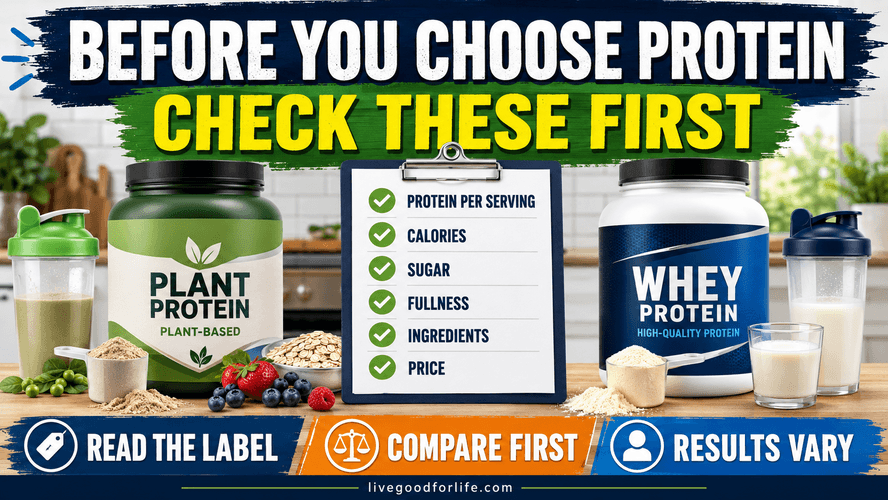 Protein powder buying checklist comparing plant protein and whey for weight loss