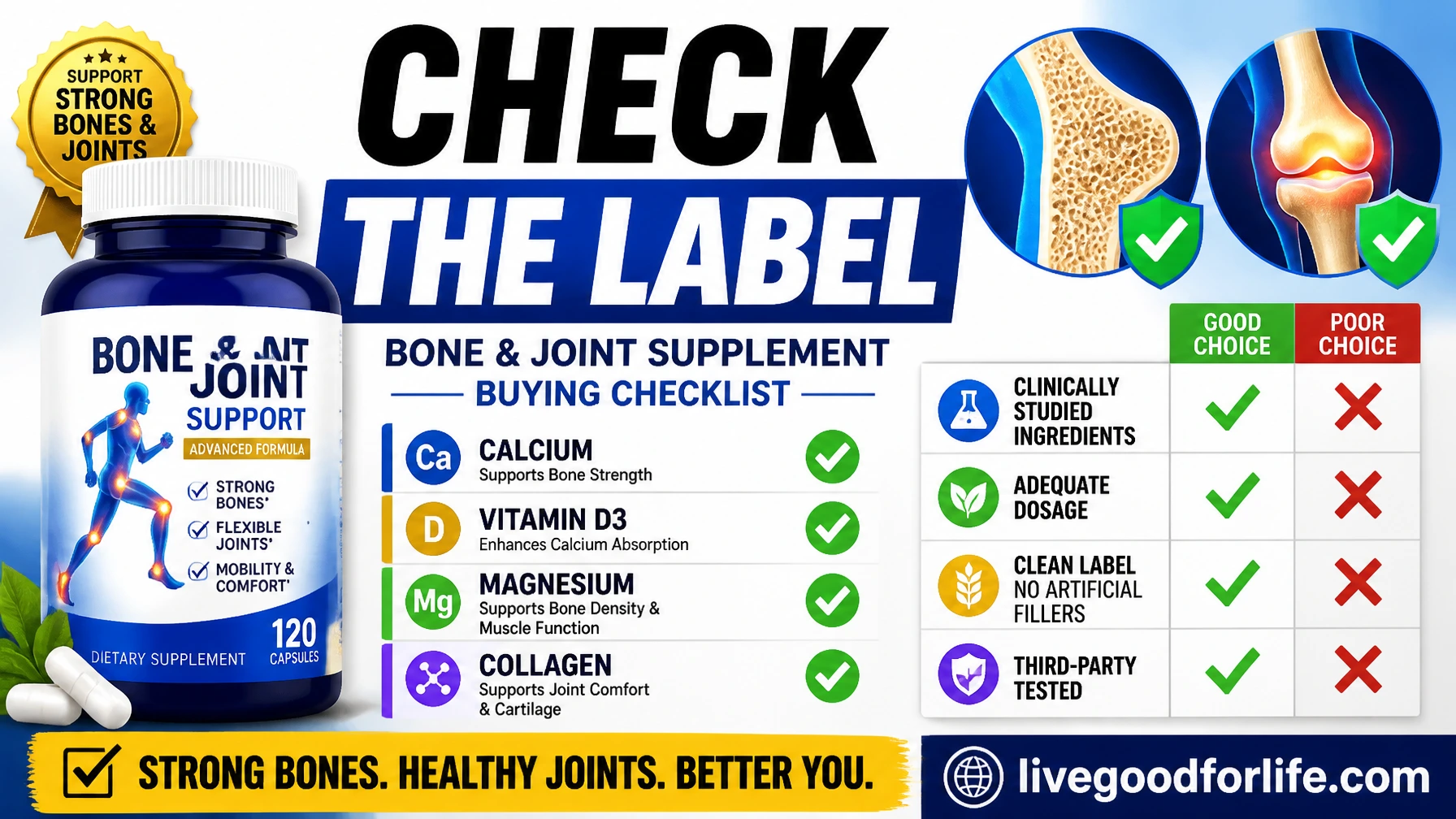 Bone and joint supplement checklist before buying