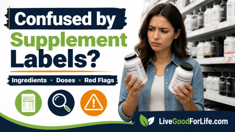 Confused shopper comparing supplement labels before buying