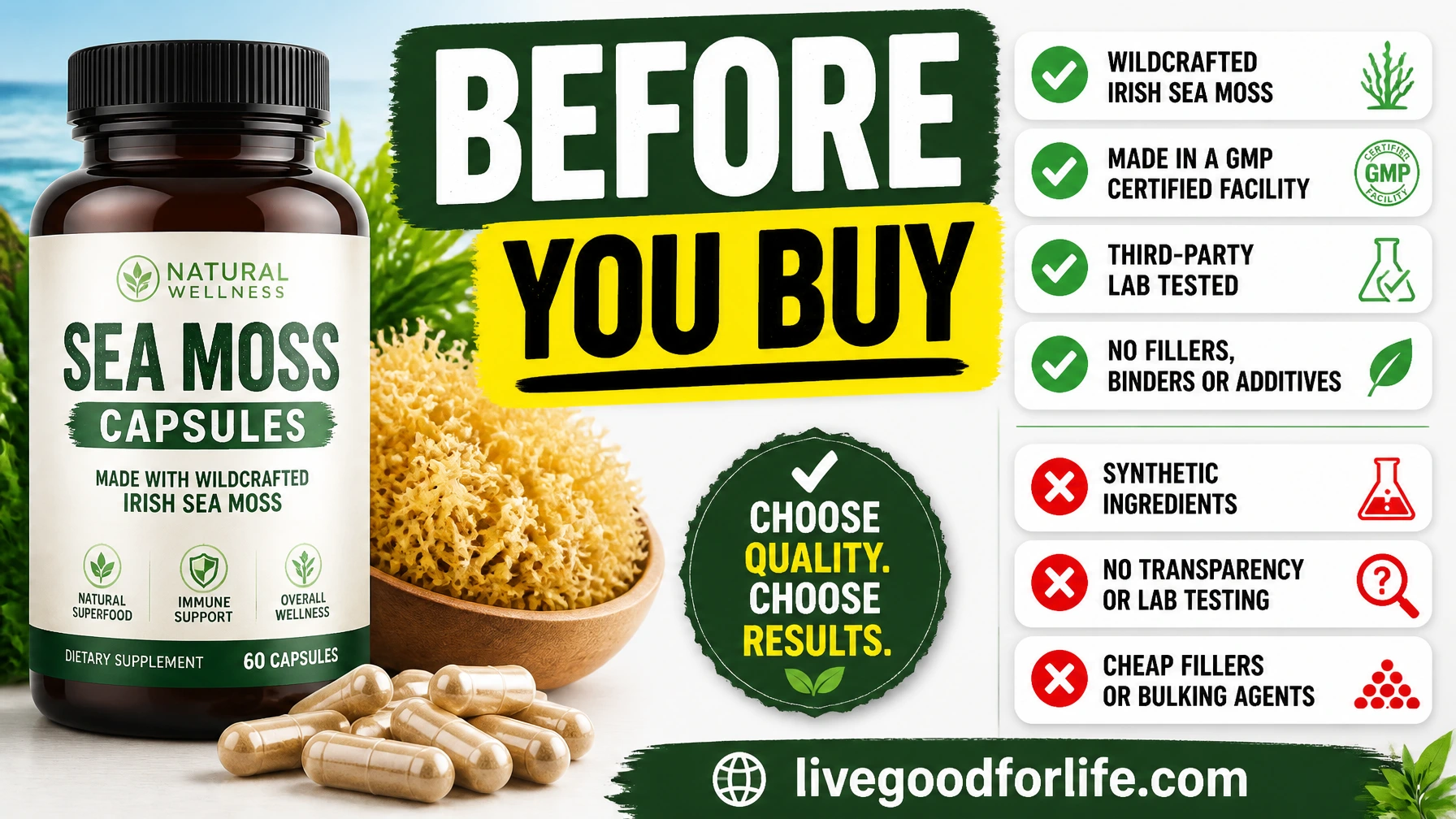Sea moss capsules checklist before buying