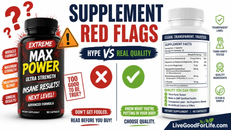 Supplement red flags showing hype versus real ingredient quality