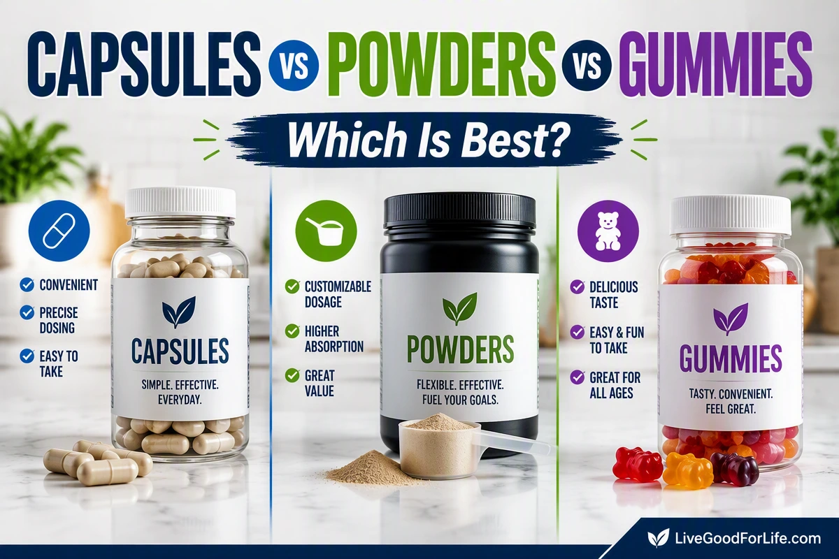 Capsules vs powders vs gummies supplement comparison