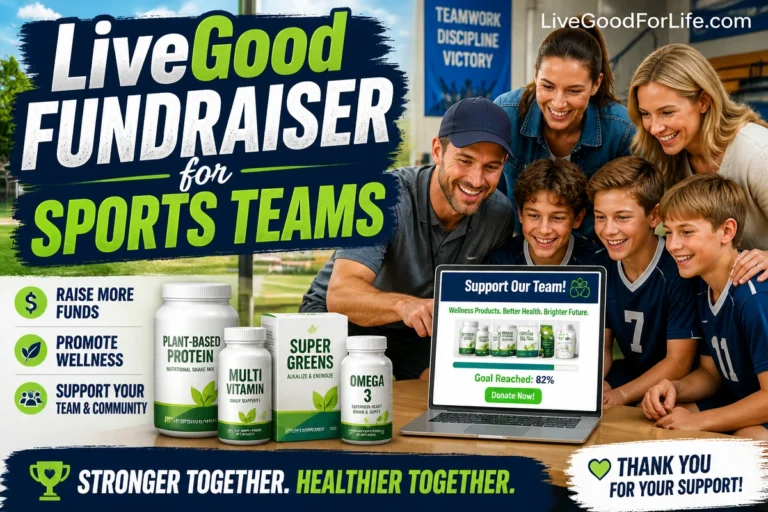 LiveGood fundraiser for sports teams with players parents and coach using an online fundraiser