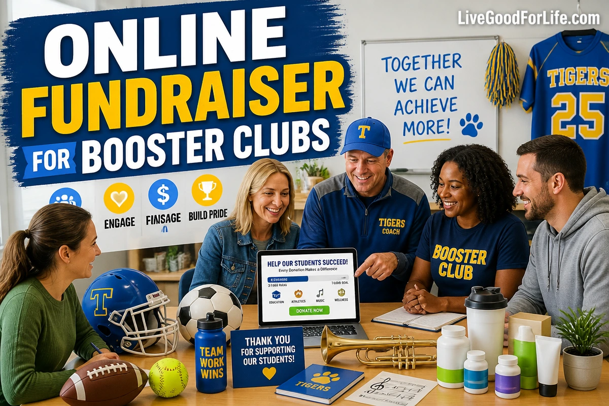 Online fundraiser for booster clubs with parents coach and volunteers using a fundraiser link